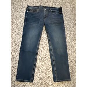 True Religion NewJeans GENO Big T Flap Slim Mens 42x32 Medium Heavenly Wash Blue